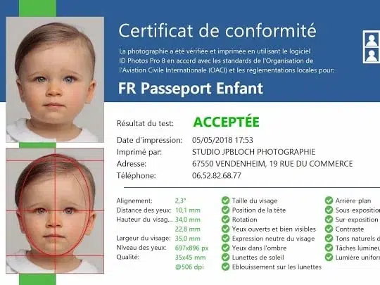 Exemple photo d’identité bébé agréée ANTS à Strasbourg Vendenheim